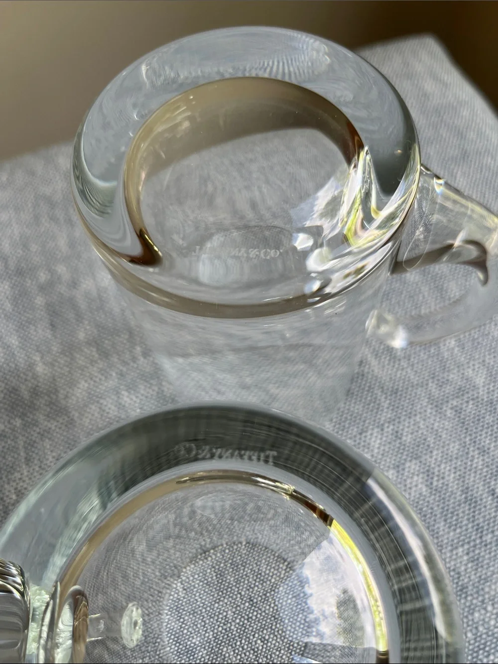 Tiffany & Co Crystal Beer Mugs Set Clear Glass Tall Classic Home Essentials
